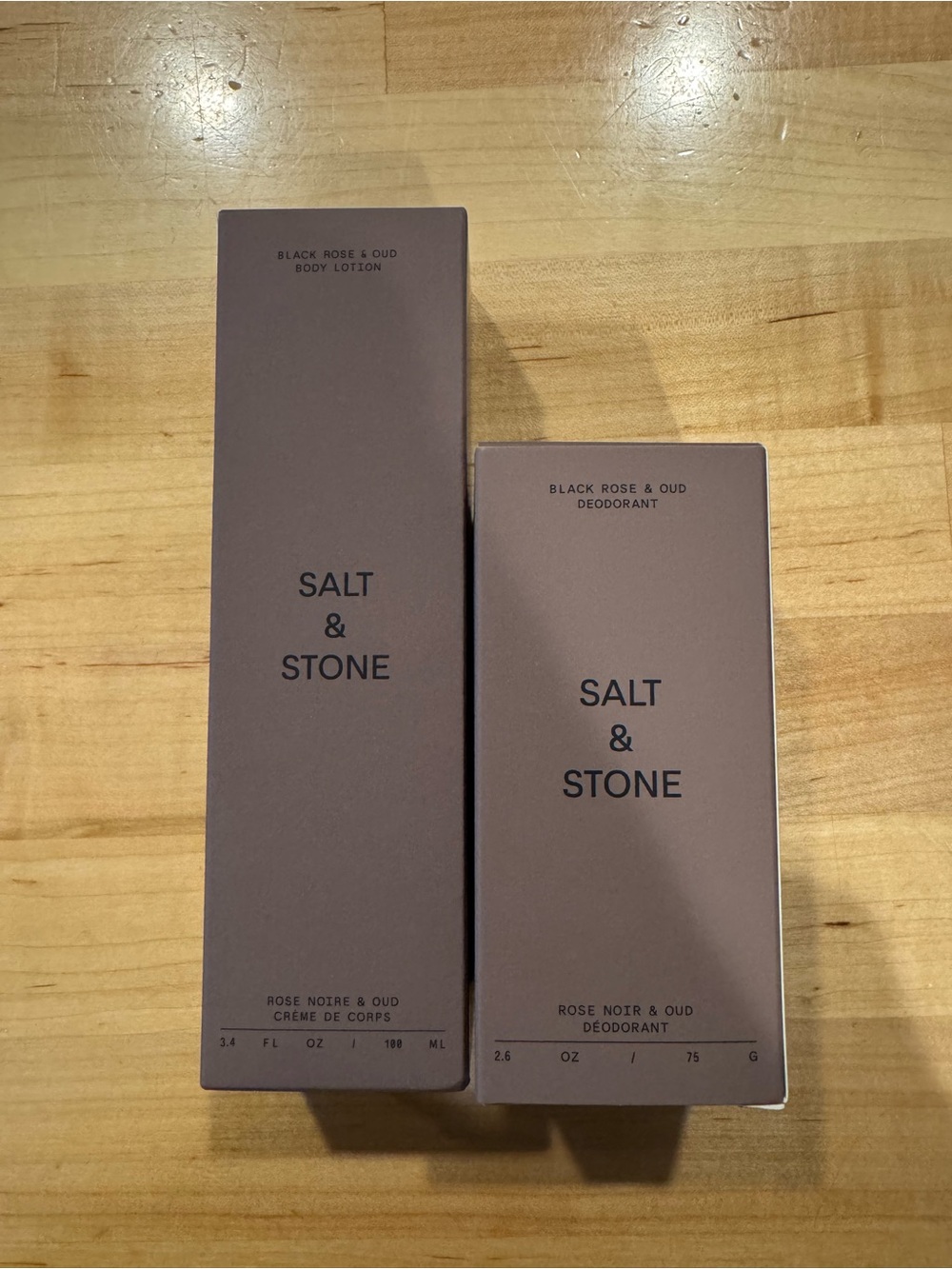 Salt & Stone Black Rose & Oud Body Lotion & Deodorant Set — Mauve